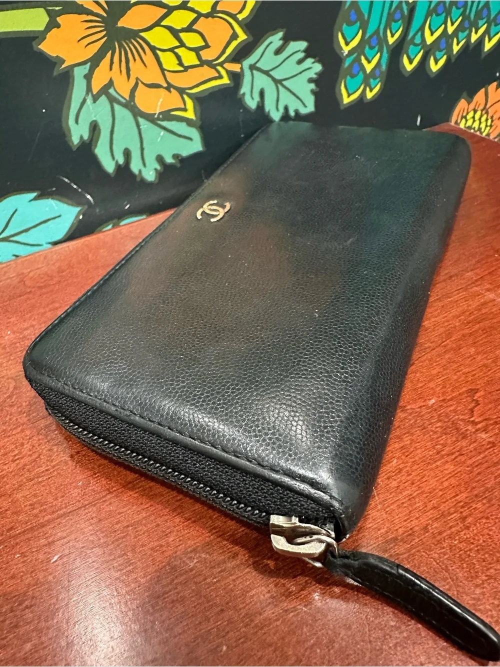 Chanel Black Caviar Leather CC Zip Around Long Wallet 16 Series Box